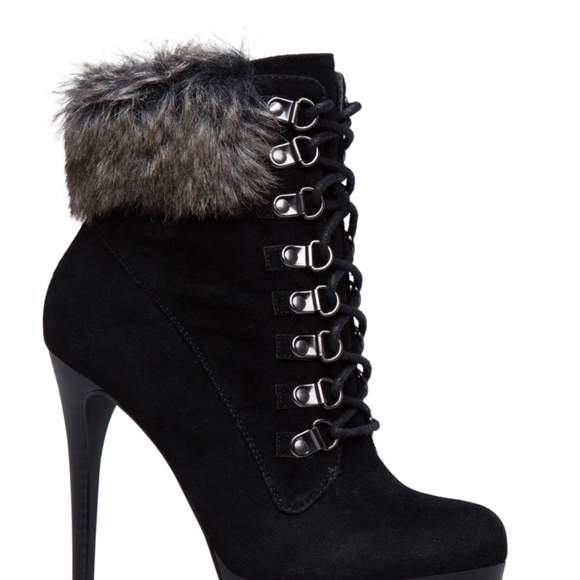 Faux Suede & Fur Booties Jacquelyn Style Size 8M - Picture 4 of 4